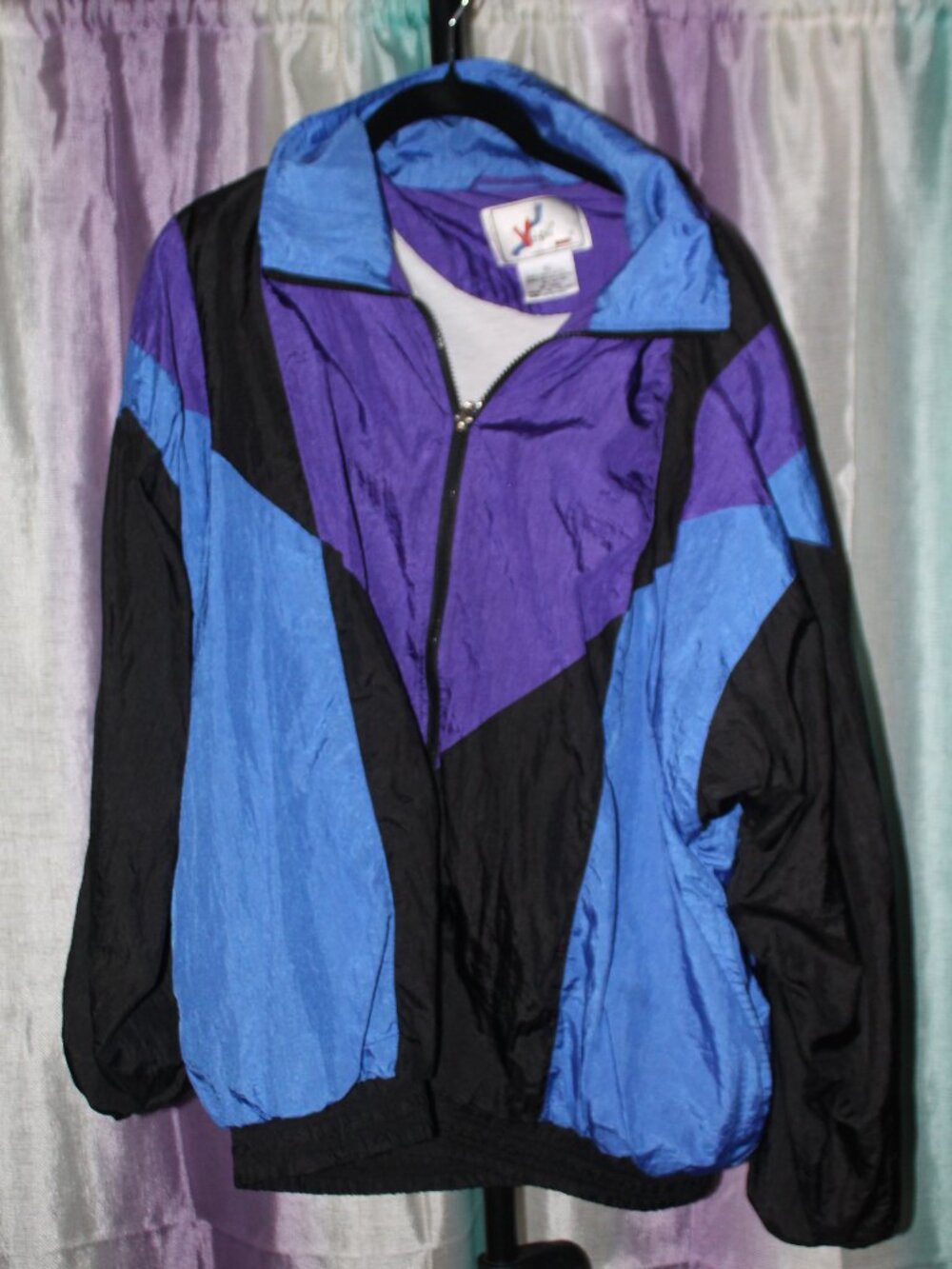 Vintage 90s Colorblock Windbreaker Jacket Mens XL Purple Blue Retro